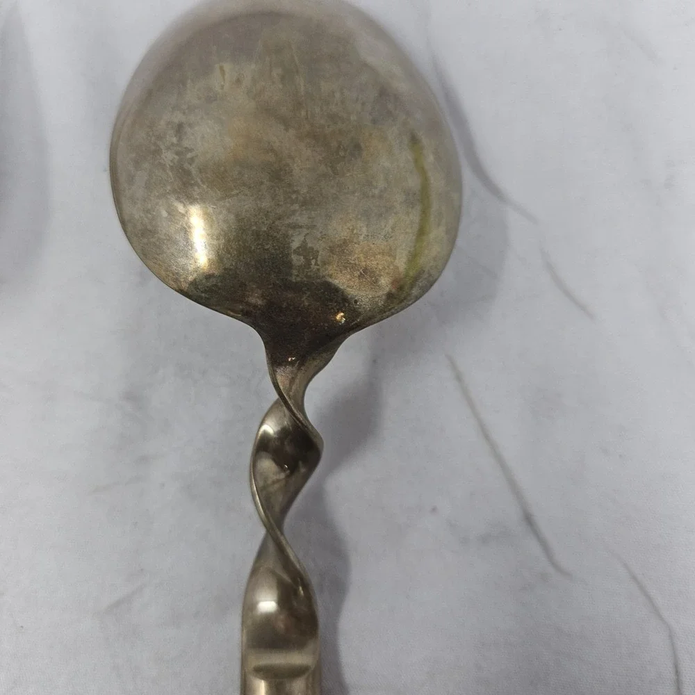 Vtg  Siam Thailand Brass  serving Fork & 2  Spoon, Pie Servire, Meat Server‎